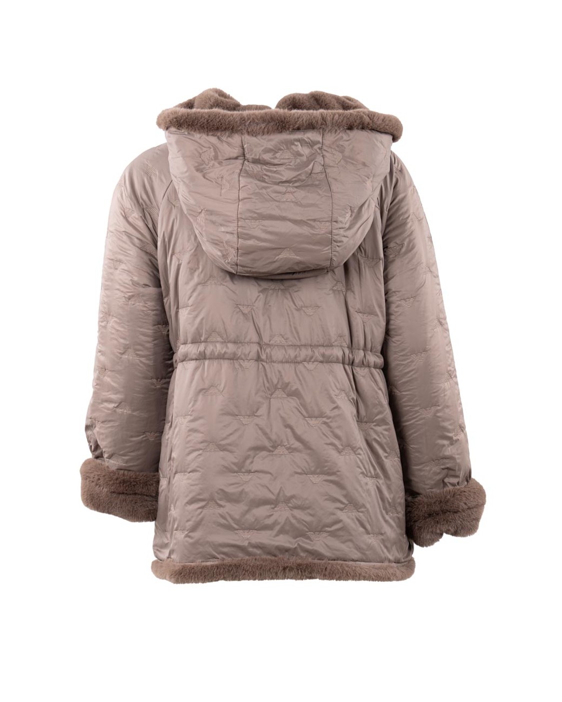 shop EMPORIO ARMANI  Caban: Emporio Armani blouson reversibile con cappuccio.
Reversibile.
Fur effect esterno.
Interno in nylon.
Logo eagle all over.
Chiusura con zip.
Coulisse in vita.
Tasche laterali.
Composizione: 100% poliestere; tessuto interno: 100% poliammide; ricamo: 100% poliestere; imbottitura: 100% poliestere.
Made in Romania.. EW001467 AF14618-U6125 number 1677708
